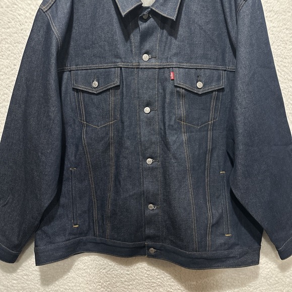 LEVI'S Trucker Jacket Men's Size 5XL Rigid Blue Denim Dark Wash Long Sleeve - Picture 6 of 15